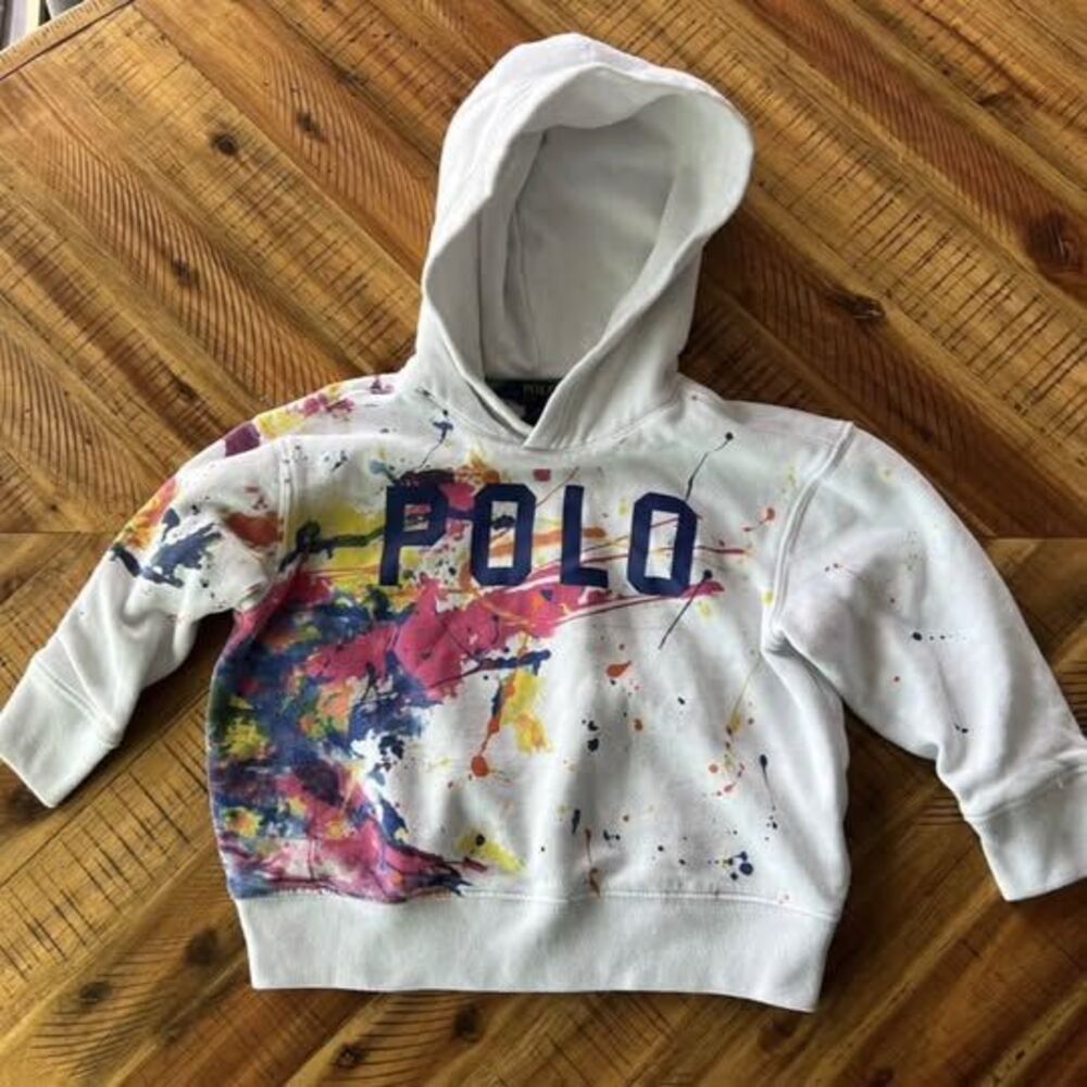 Polo Ralph Lauren kids Hoodie with paint splash design. Size 4 Girl or Boy